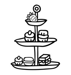 Cute Afternoon Tea Cake Stand Clipart Hand Drawn