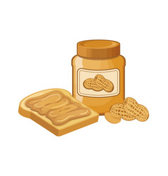 Peanut Butter Jar And Toast Bread Icon Set