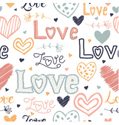 Seamless Pattern Hand Drawn Lettering Love