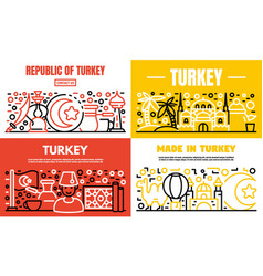 Turkey Country Banner Set Outline Style