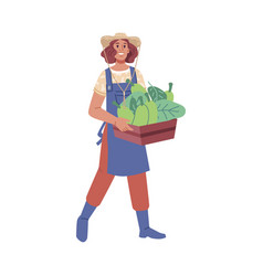 Harvesting Woman Carrying Raw Vegetables