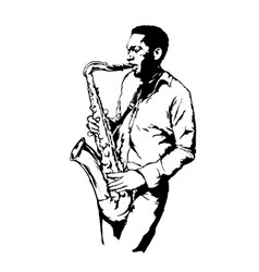 Jazz Man With Sax On White Background