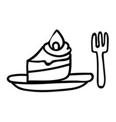 Cute Afternoon Tea Cake With Fork Clipart Hand