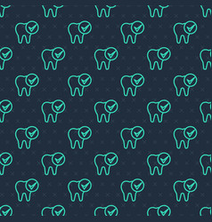 Green Line Tooth Icon Isolated Seamless Pattern On