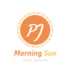 Pj Letter Logo Design With Sun Icon Morning