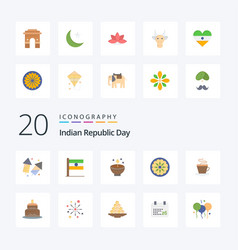 20 Indian Republic Day Flat Color Icon Pack Like