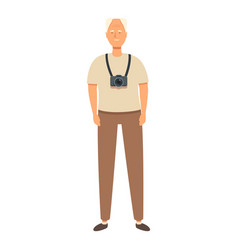 Happy Grandpa With Camera Icon Cartoon