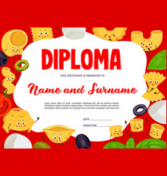 Kids Chef Diploma Template With Italian Pasta