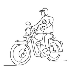 One Continuous Line Of A Man Riding Old