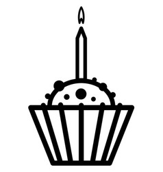 Birthday Cupcake Icon Burning Candle Flame