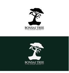 Bonsai Logo Design Silhouette Icon