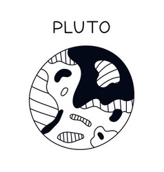 Funny Hand Drawn Black And White Pluto Outline