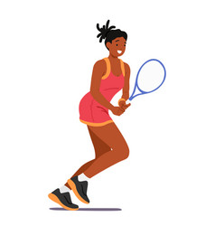 Black Woman Confidently Swings Her Tennis Racket