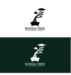 Bonsai Logo Design Silhouette Icon