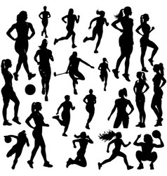 Collection Of Silhouettes Of Women Playing Sports