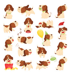 Cute Beagle Dog In Various Poses Big Set