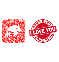 Love Grunge Seal And Hong Kong Map Heart Hole