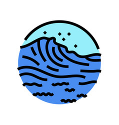 Ocean Waves Tidal Power Color Icon