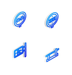 Set Isometric Line Railroad Crossing