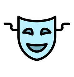 Smiling Theatre Mask Icon Color Outline