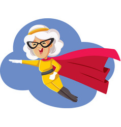 Superhero Senior Lady Flying With A Red Cape