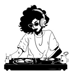 African American Woman Dj Playing Music On