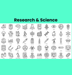 Set Of Research And Science Icons Linear Style