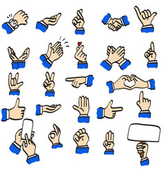 Icon Set Of Businessman Hand Sign Drawing