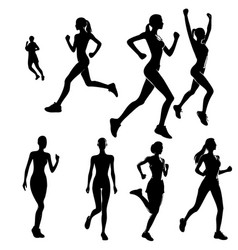 Series Of Silhouettes Of Women Running