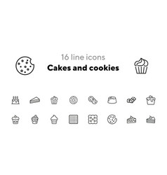 Cakes And Cookies Line Icon Set