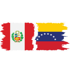 Venezuela And Peru Grunge Flags Connection