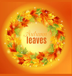 Circle Of Autumn Leaves On An Orange Background