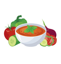 Gazpacho Cold Vegetable Soup In Bowl Icon