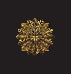 Golden Lotus Flower Sacred Geometry Mandala Logo