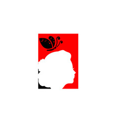 Womans Face Silhouette On A Black Butterfly Icon