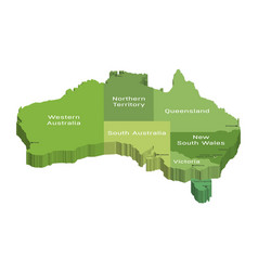 Australian 3d Isometric Map Colored By States