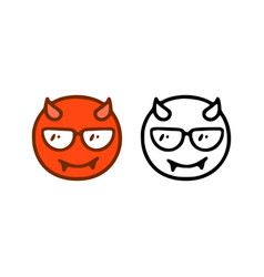 Devil With Glasses Emoticon In Doodle Style