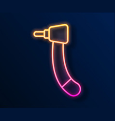 Glowing Neon Line Tooth Drill Icon Isolated On