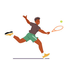 Male Character Vigorously Plays Tennis Man