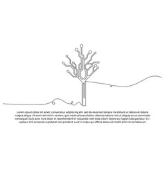 One Line Digital Tree Technology Poster Drawing