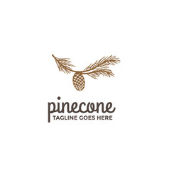 Retro Vintage Pine Cone With Leaf Branch Logo