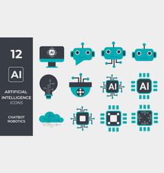 Artificial Intelligence Flat Icons Set