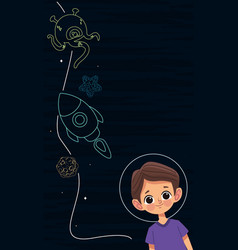 Little Kid Boy In The Space