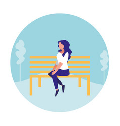 Young Woman Sitting In The Park Chair