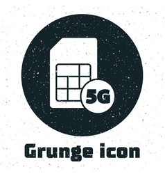 Grunge 5g Sim Card Icon Isolated On White