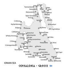 Island Of Cephalonia In Greece White Map