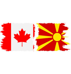 Northern Macedonia And Canada Grunge Flags