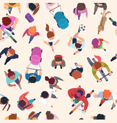 Walking People Pattern Characters Top View