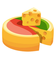 Wrapped Cheese Wheel Round Block Cartoon Icon