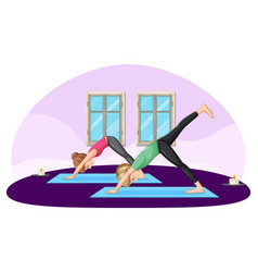 Couple Practicing Yoga At Home